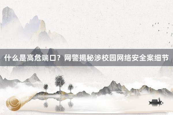 什么是高危端口？网警揭秘涉校园网络安全案细节