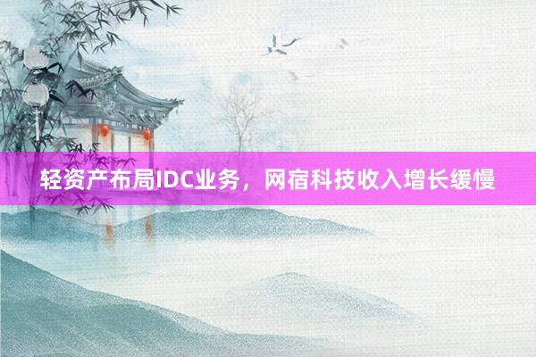 轻资产布局IDC业务，网宿科技收入增长缓慢