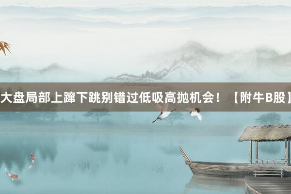 大盘局部上蹿下跳别错过低吸高抛机会!【附牛B股】