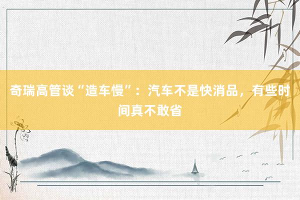 奇瑞高管谈“造车慢”:汽车不是快消品,有些时间真不敢省