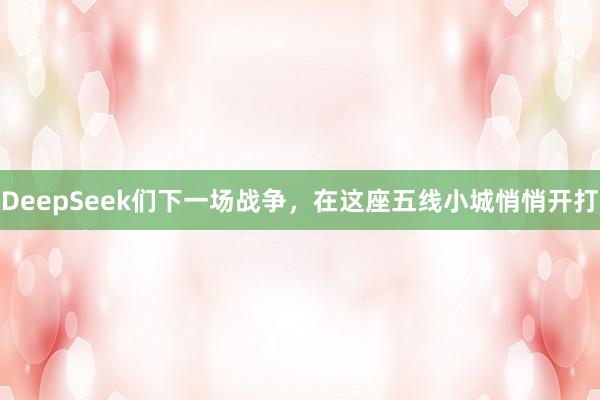 DeepSeek们下一场战争，在这座五线小城悄悄开打