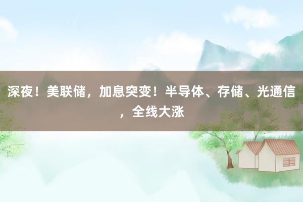 深夜！美联储，加息突变！半导体、存储、光通信，全线大涨