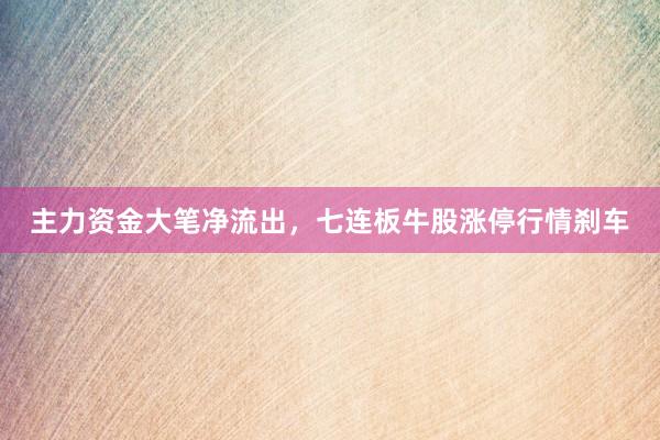 主力资金大笔净流出，七连板牛股涨停行情刹车