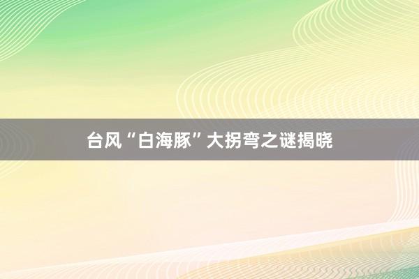 台风“白海豚”大拐弯之谜揭晓