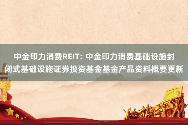 中金印力消费REIT: 中金印力消费基础设施封闭式基础设施证券投资基金基金产品资料概要更新