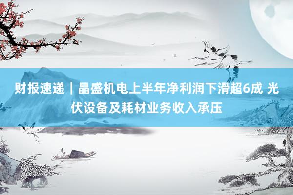 财报速递｜晶盛机电上半年净利润下滑超6成 光伏设备及耗材业务收入承压