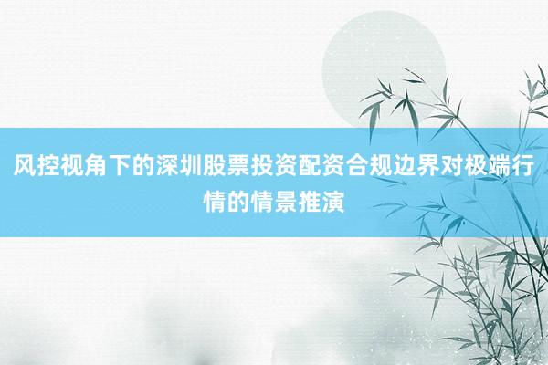风控视角下的深圳股票投资配资合规边界对极端行情的情景推演