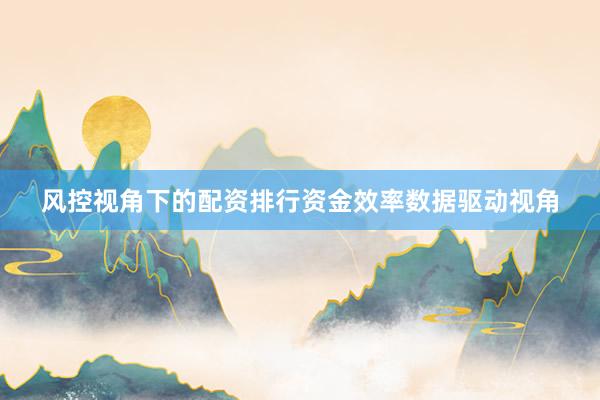 风控视角下的配资排行资金效率数据驱动视角