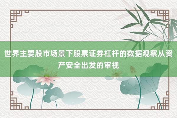 世界主要股市场景下股票证券杠杆的数据观察从资产安全出发的审视