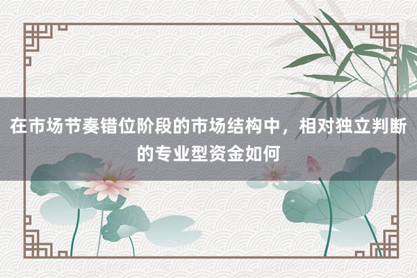 在市场节奏错位阶段的市场结构中，相对独立判断的专业型资金如何