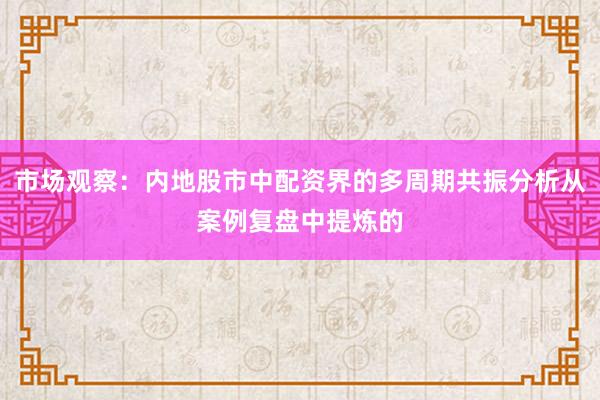 市场观察：内地股市中配资界的多周期共振分析从案例复盘中提炼的