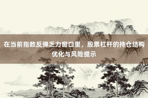 在当前指数反弹乏力窗口里，股票杠杆的持仓结构优化与风险提示
