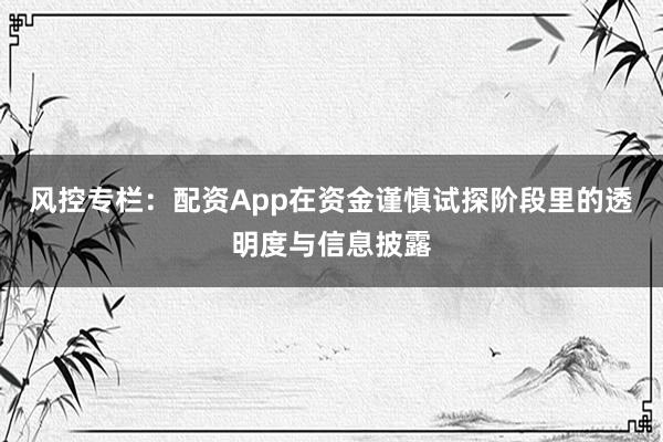 风控专栏：配资App在资金谨慎试探阶段里的透明度与信息披露