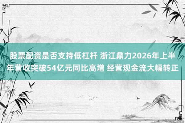 股票配资是否支持低杠杆 浙江鼎力2026年上半年营收突破54亿元同比高增 经营现金流大幅转正