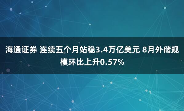 海通证券 连续五个月站稳3.4万亿美元 8月外储规模环比上升0.57%