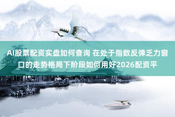 AI股票配资实盘如何查询 在处于指数反弹乏力窗口的走势格局下阶段如何用好2026配资平