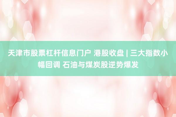 天津市股票杠杆信息门户 港股收盘 | 三大指数小幅回调 石油与煤炭股逆势爆发