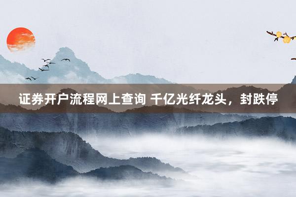 证券开户流程网上查询 千亿光纤龙头,封跌停